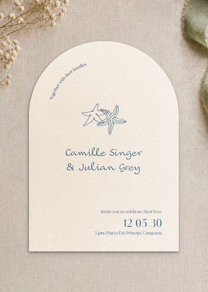 Sandy Shore wedding invitation design from Paperlust.