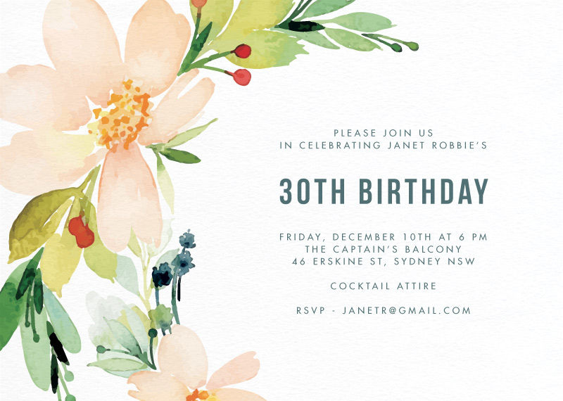 Floral Edge - Birthday Invitations