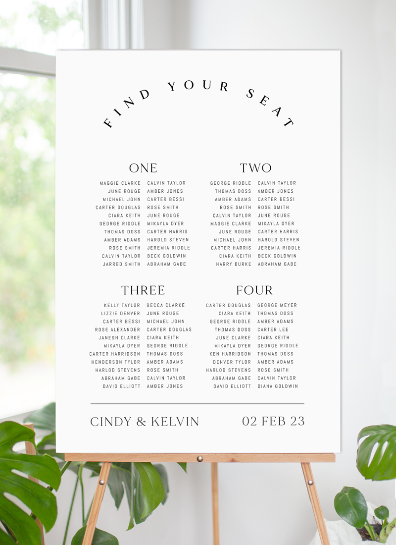 Minimalisme - Wedding Seating Chart