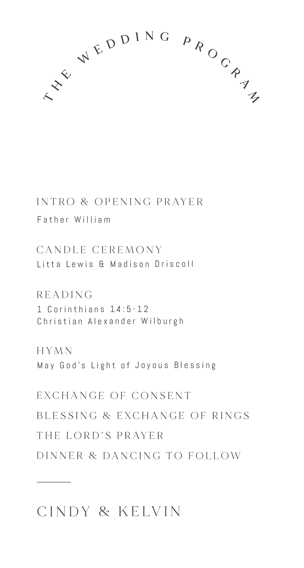 Minimalisme - Wedding Programs
