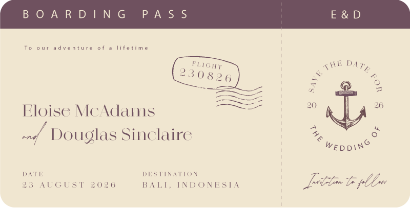 Nostalgic Summer save the date card design from Paperlust.