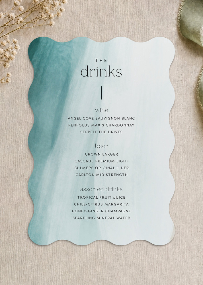 Coastal Seaside Wedding Menu - Digital Printing design preview