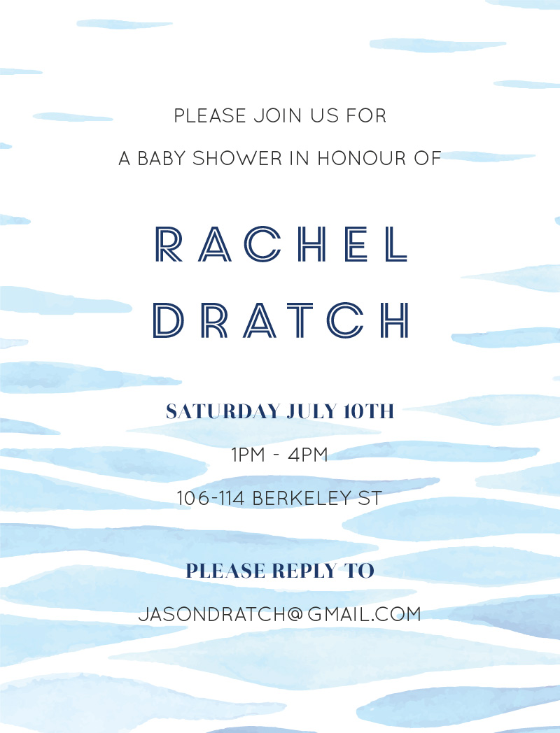 Clear Blue Baby Shower Invitations - Digital Printing design preview