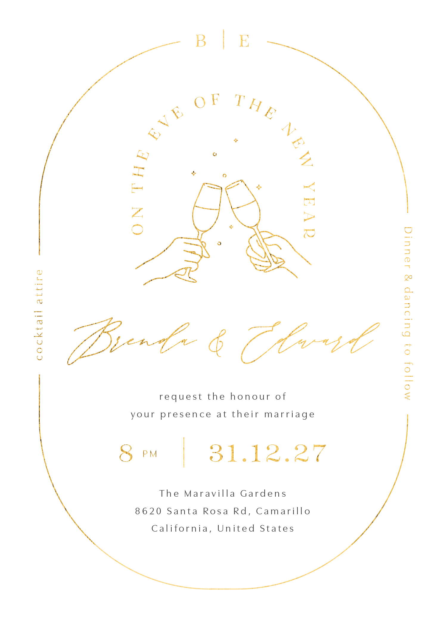 Raise A Toast Wedding Invitations - Flat Foil design preview
