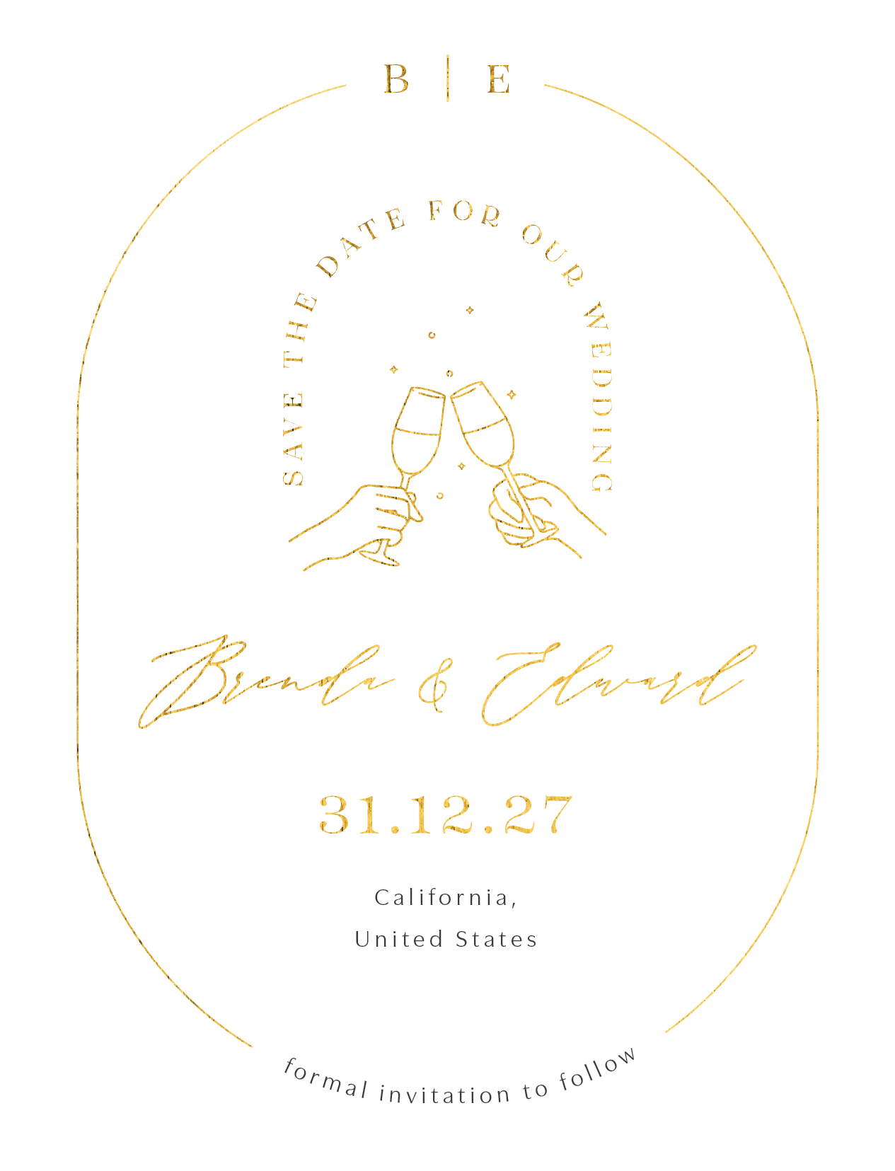 Raise A Toast Save The Date - Flat Foil design preview