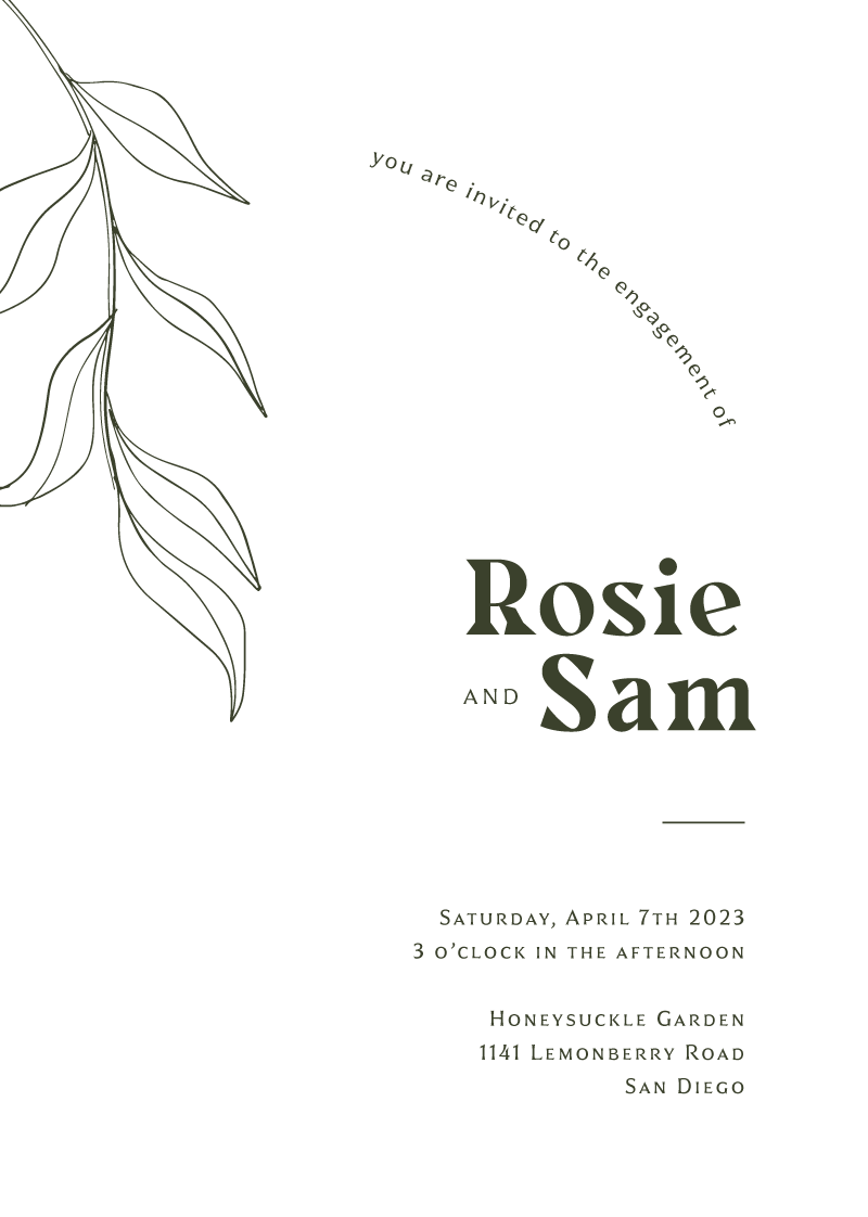 Verdure Engagement Invitations - Digital Printing design preview