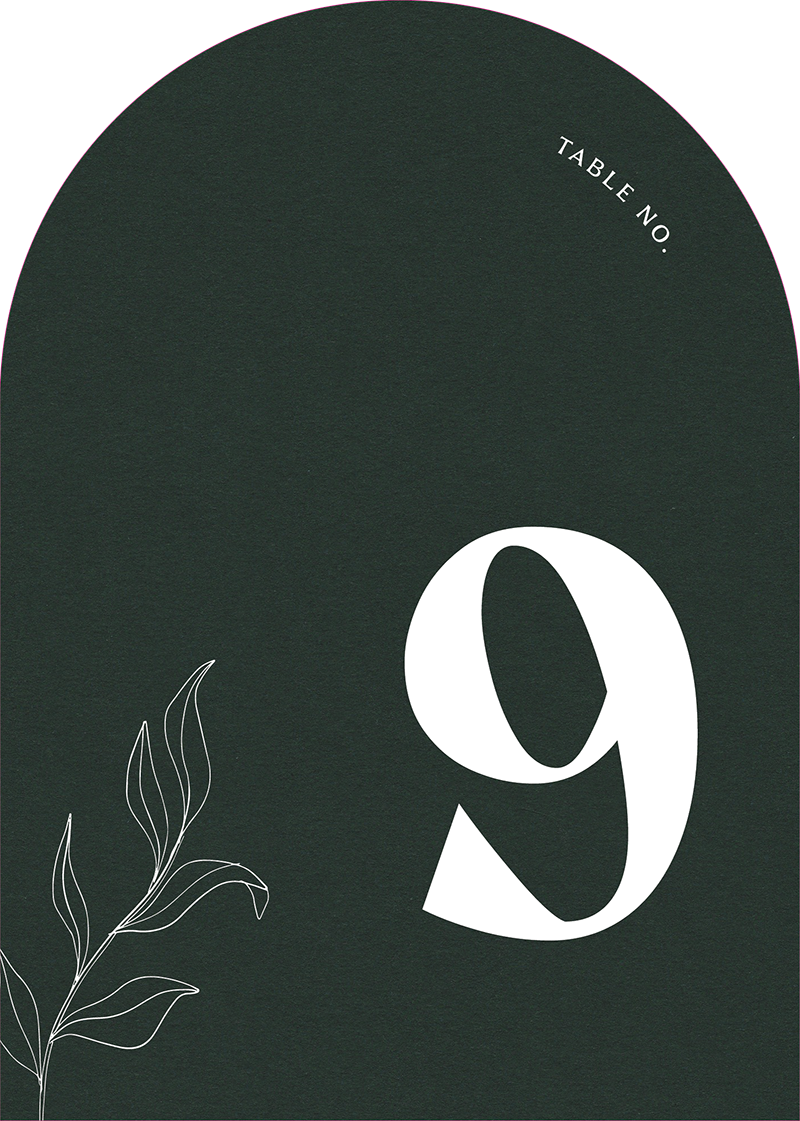 Verdure Table Numbers - White Ink design preview