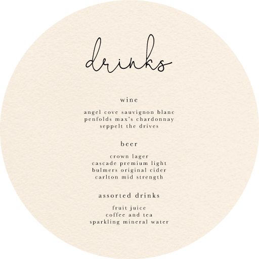 Liv - Wedding Menu