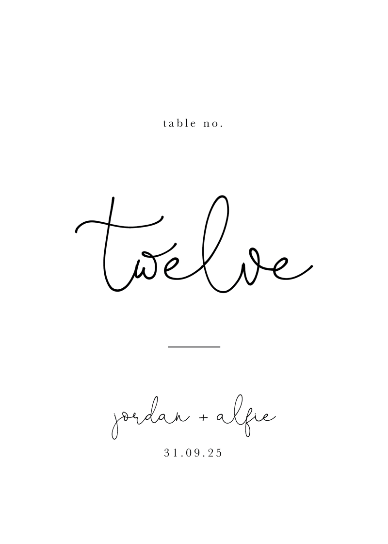 Liv Table Numbers - Digital Printing design preview
