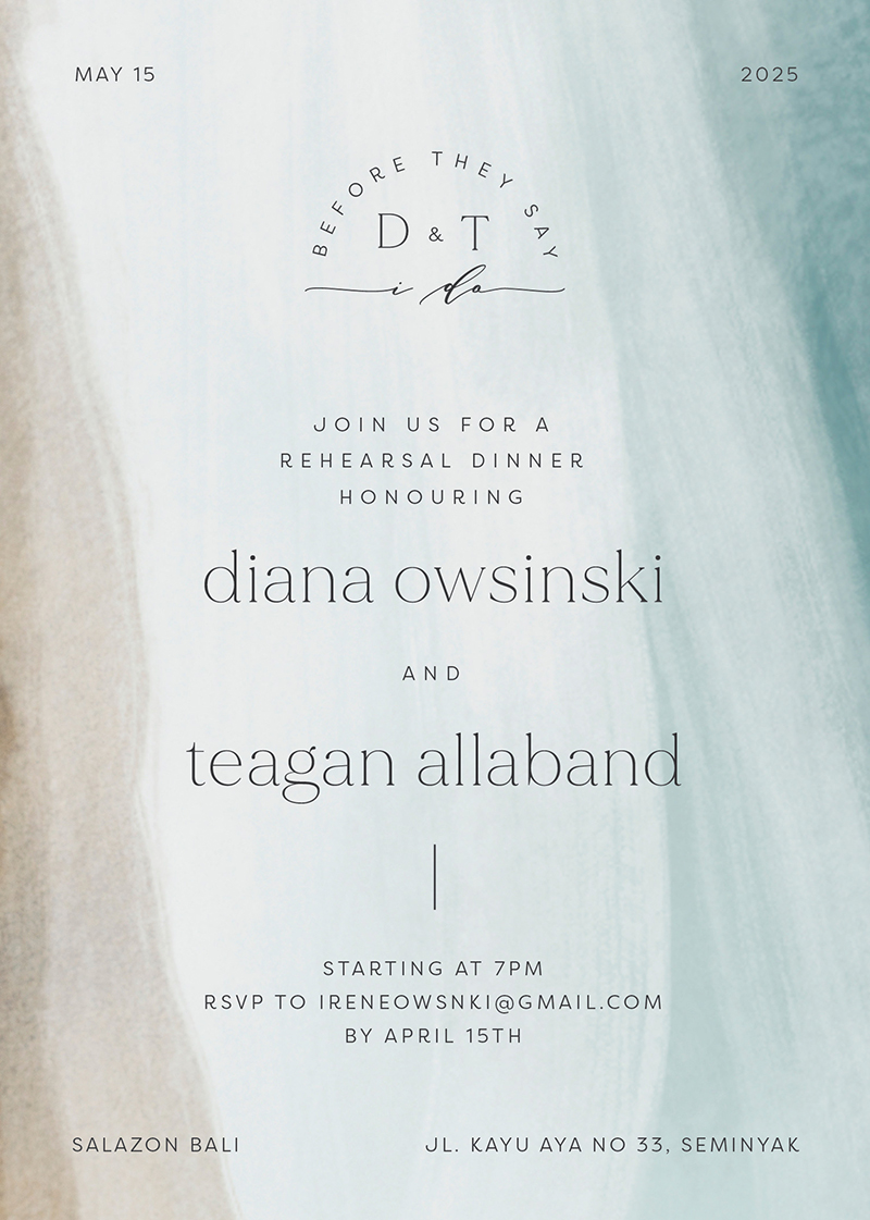 Coastal Seaside Wedding Rehearsal Invitations - Digital Printing design preview