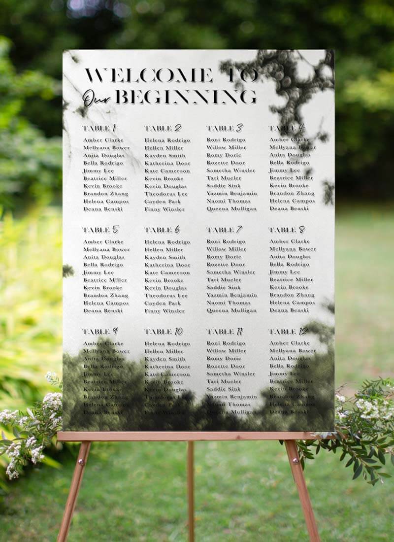 Smoke Wedding Seating Chart - Digital Printing design preview