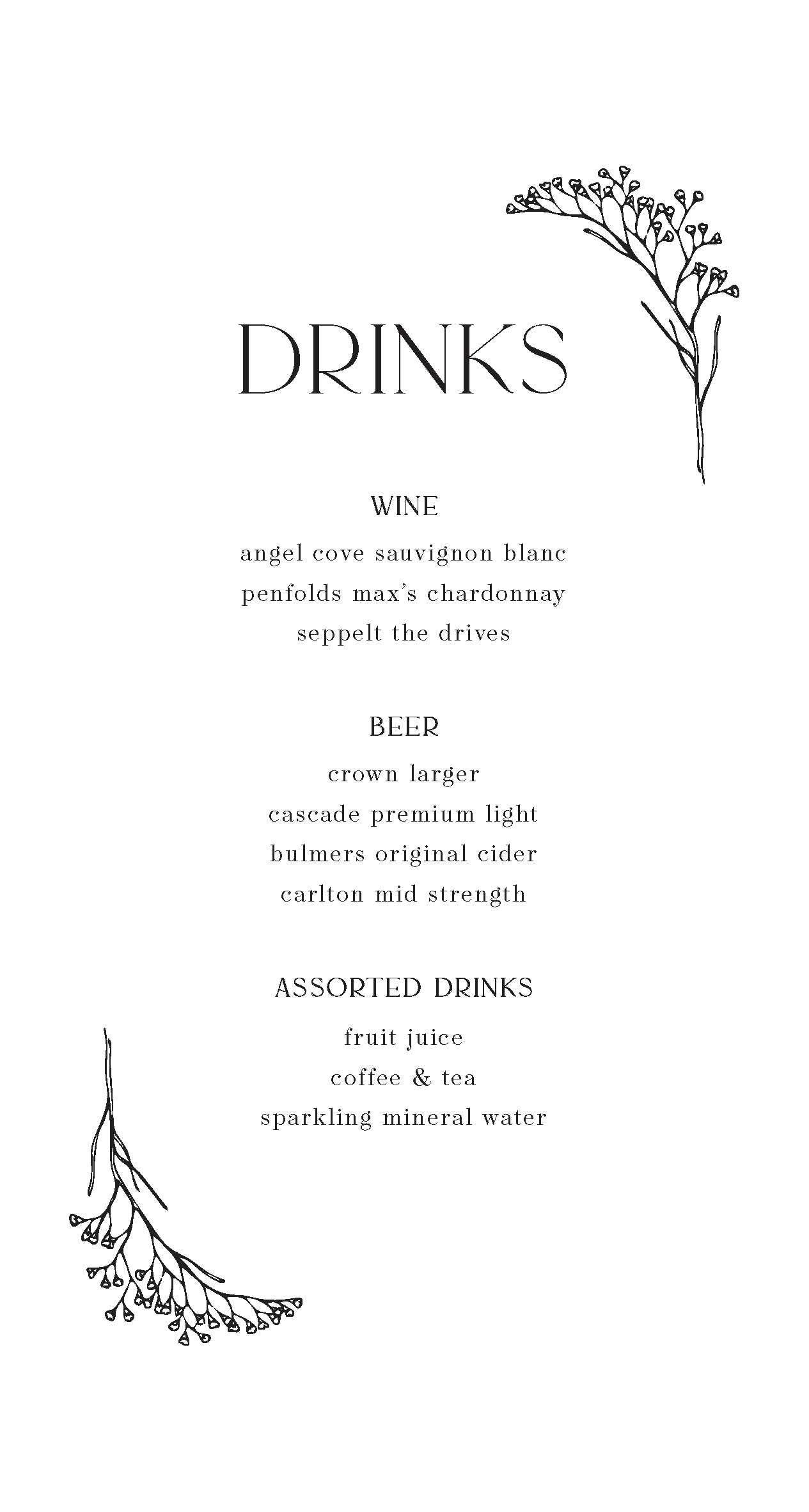 Marion Wedding Menu - Digital Printing design preview