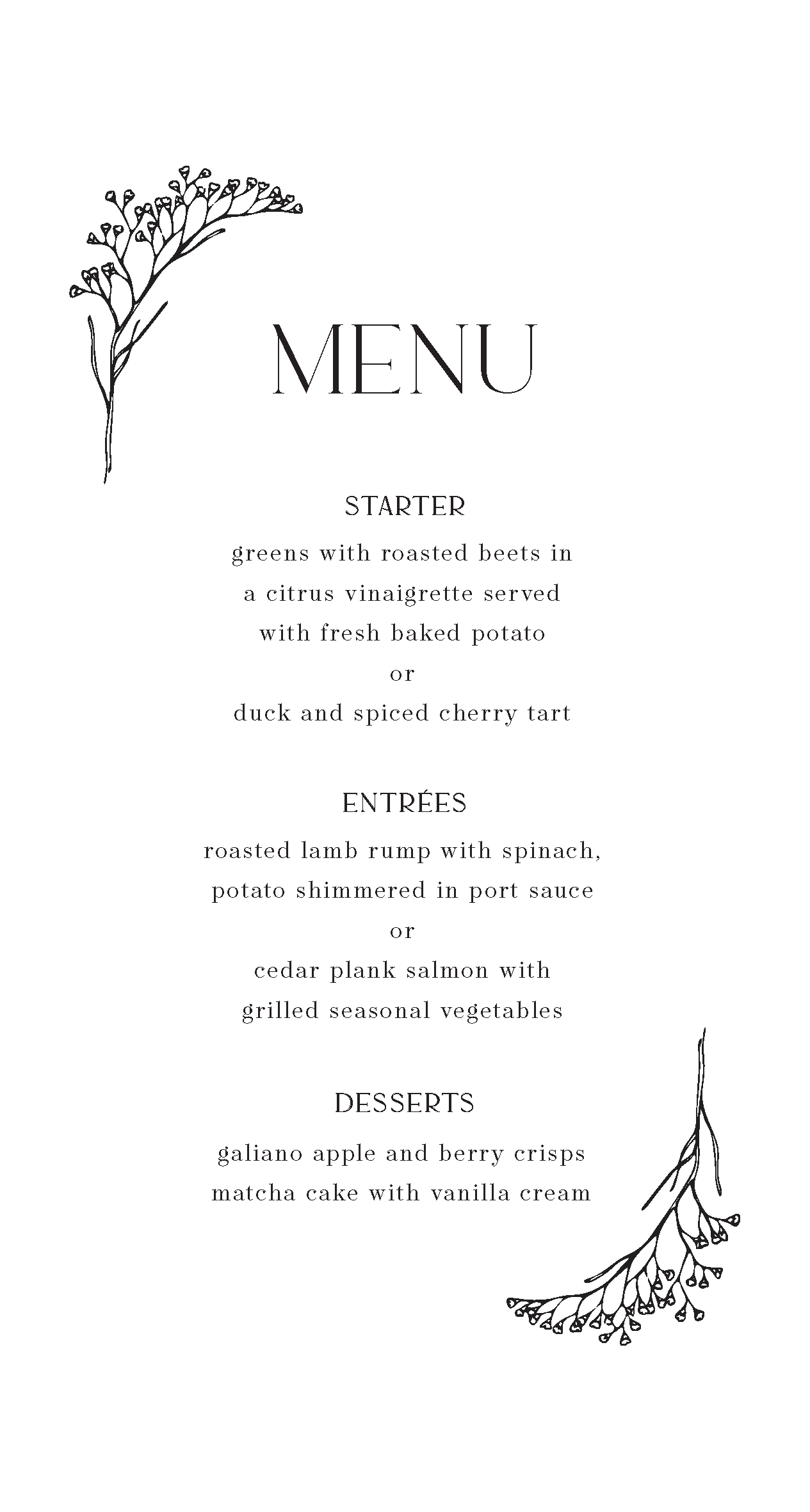 Marion Wedding Menu - Digital Printing design preview