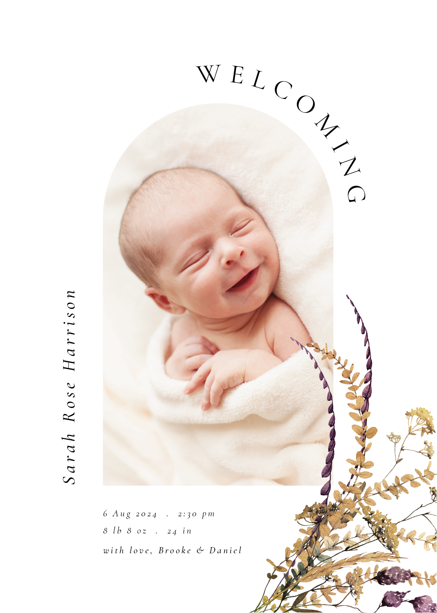 Autumn Bouqet Baby Announcements - Digital Printing design preview