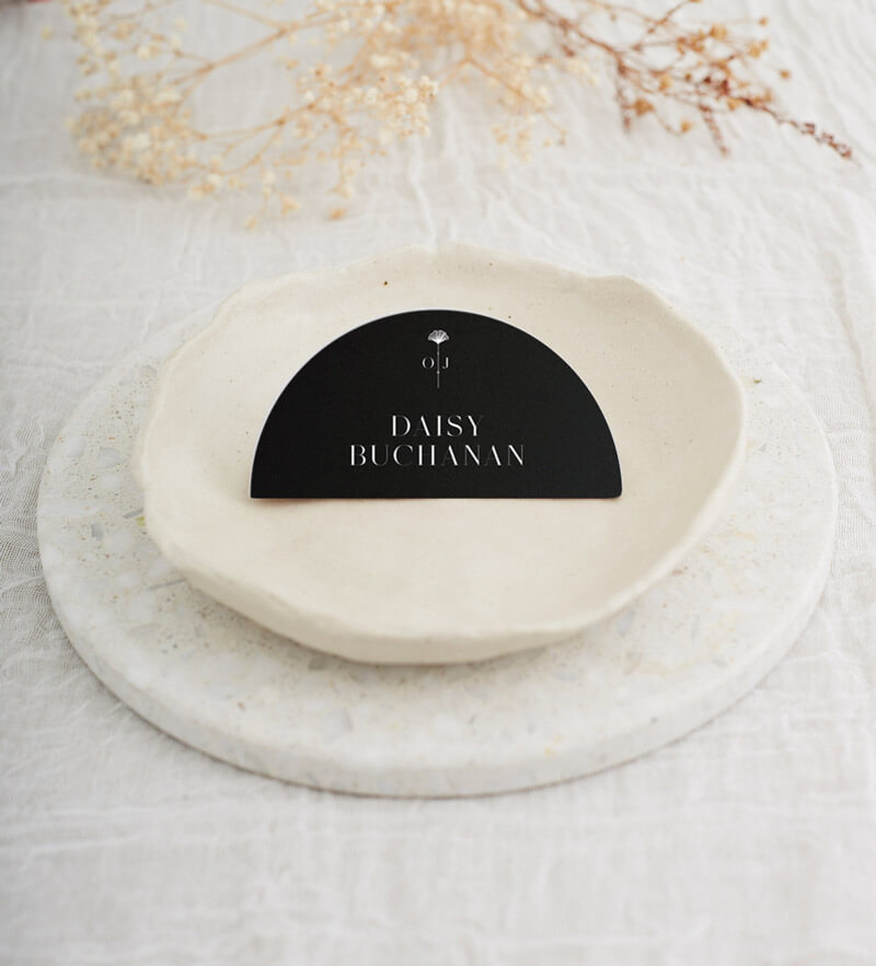 Arch Deco Wedding Place Cards - White Ink design preview