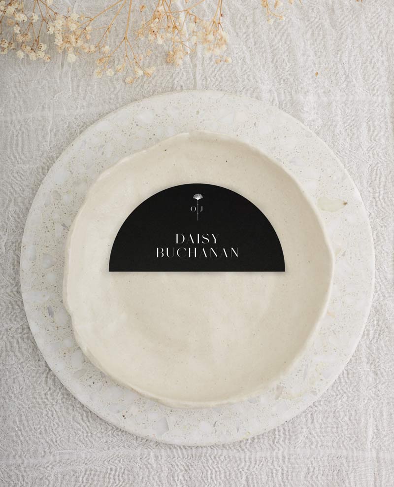 Arch Deco Wedding Place Cards - White Ink design preview