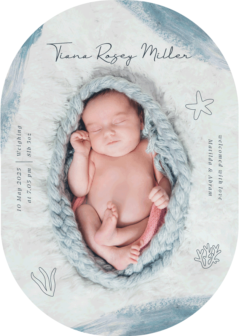 Ocean Waves - Baby Announcements