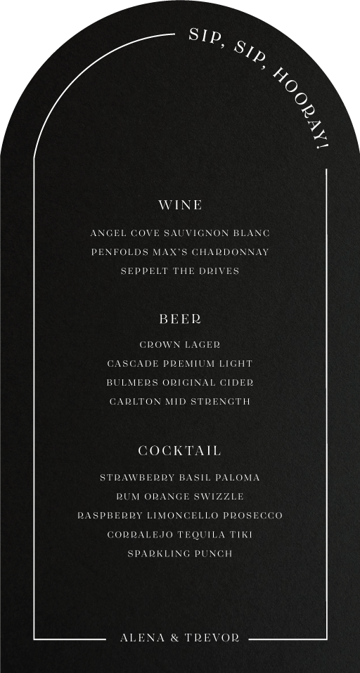 All Minimal Wedding Menu - White Ink design preview