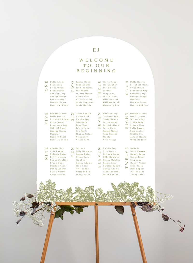 Visco Garden Wedding Seating Chart - Digital Printing design preview