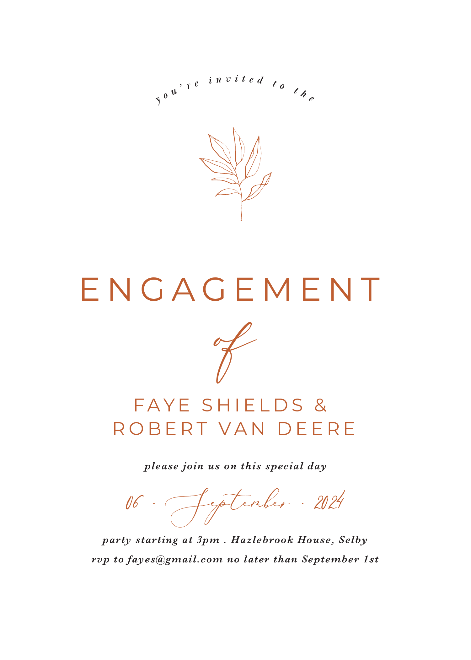 Rustic Leaves - Engagement Invitations