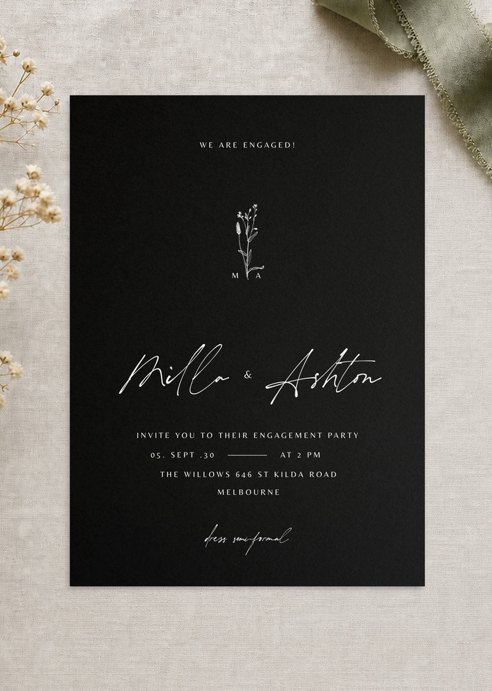 Night Bloom - Engagement Invitations
