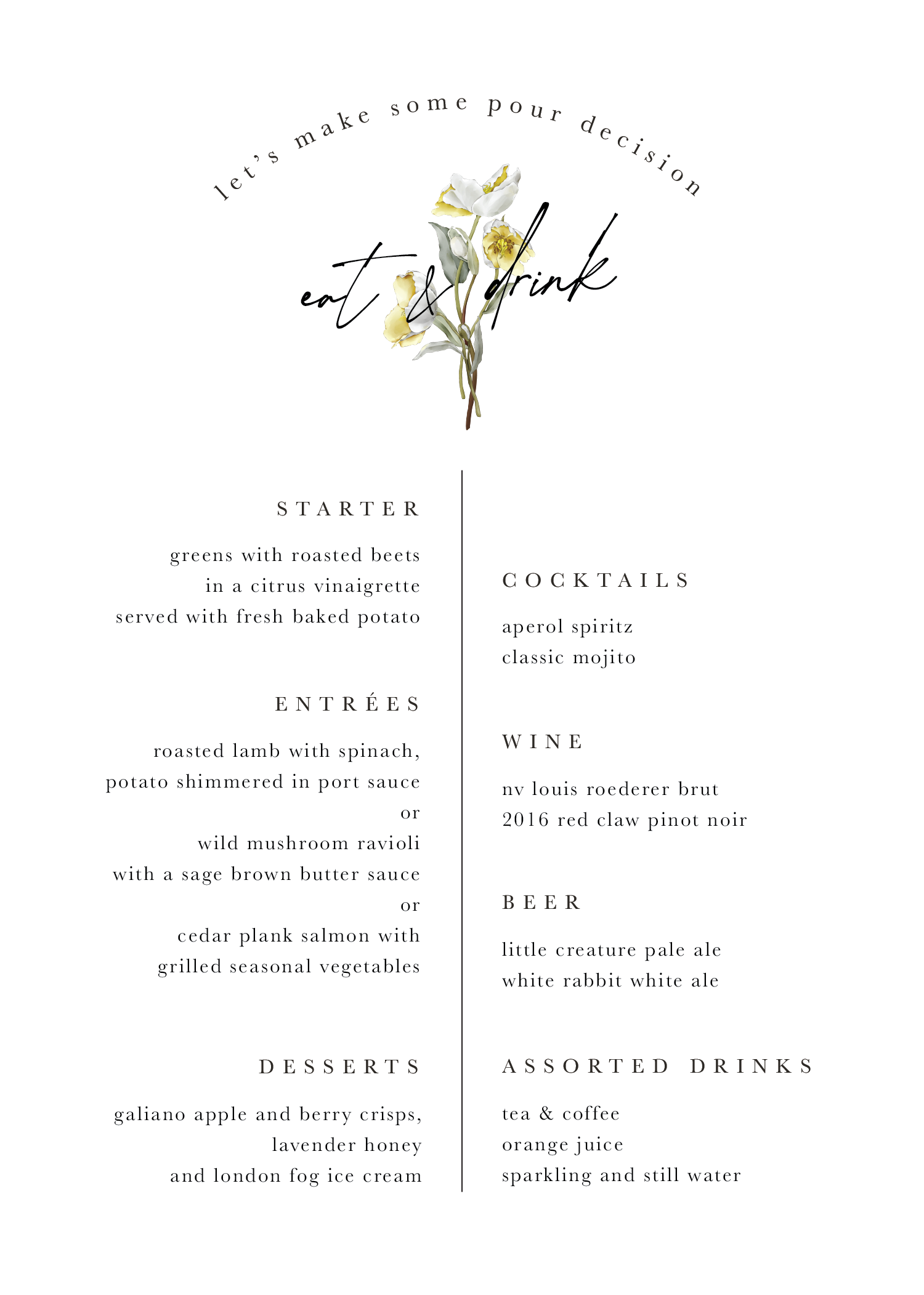 Summer Montage Wedding Menu - Digital Printing design preview