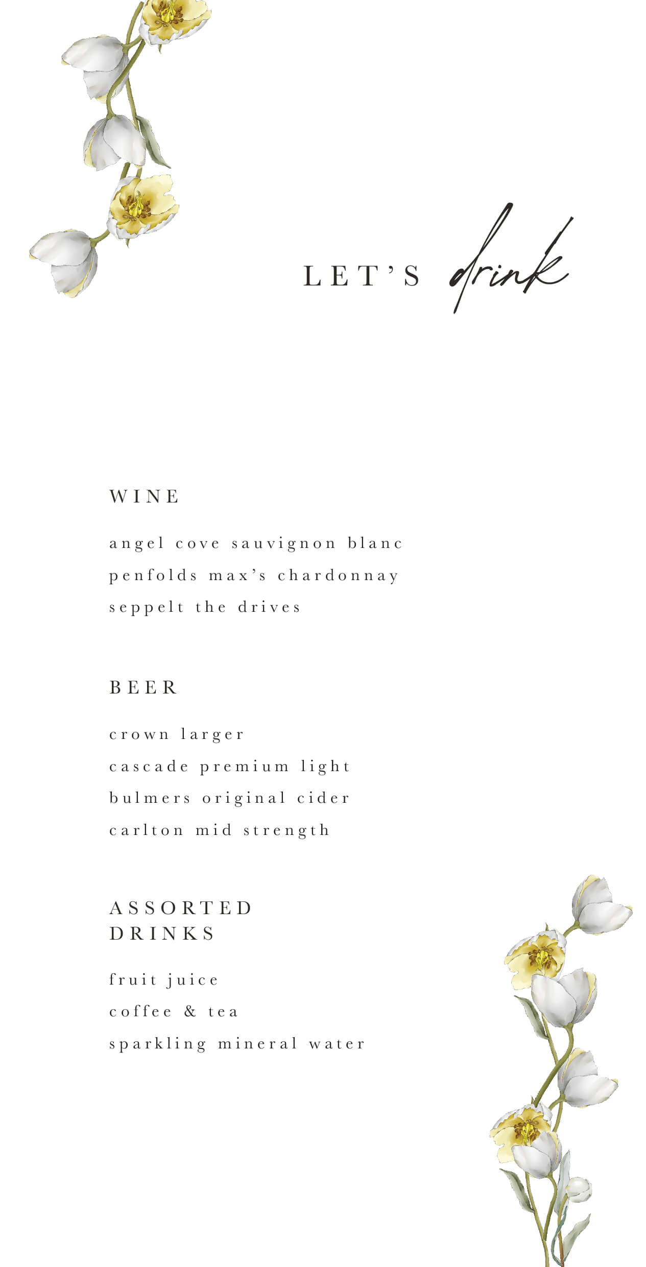 Summer Montage - Wedding Menu