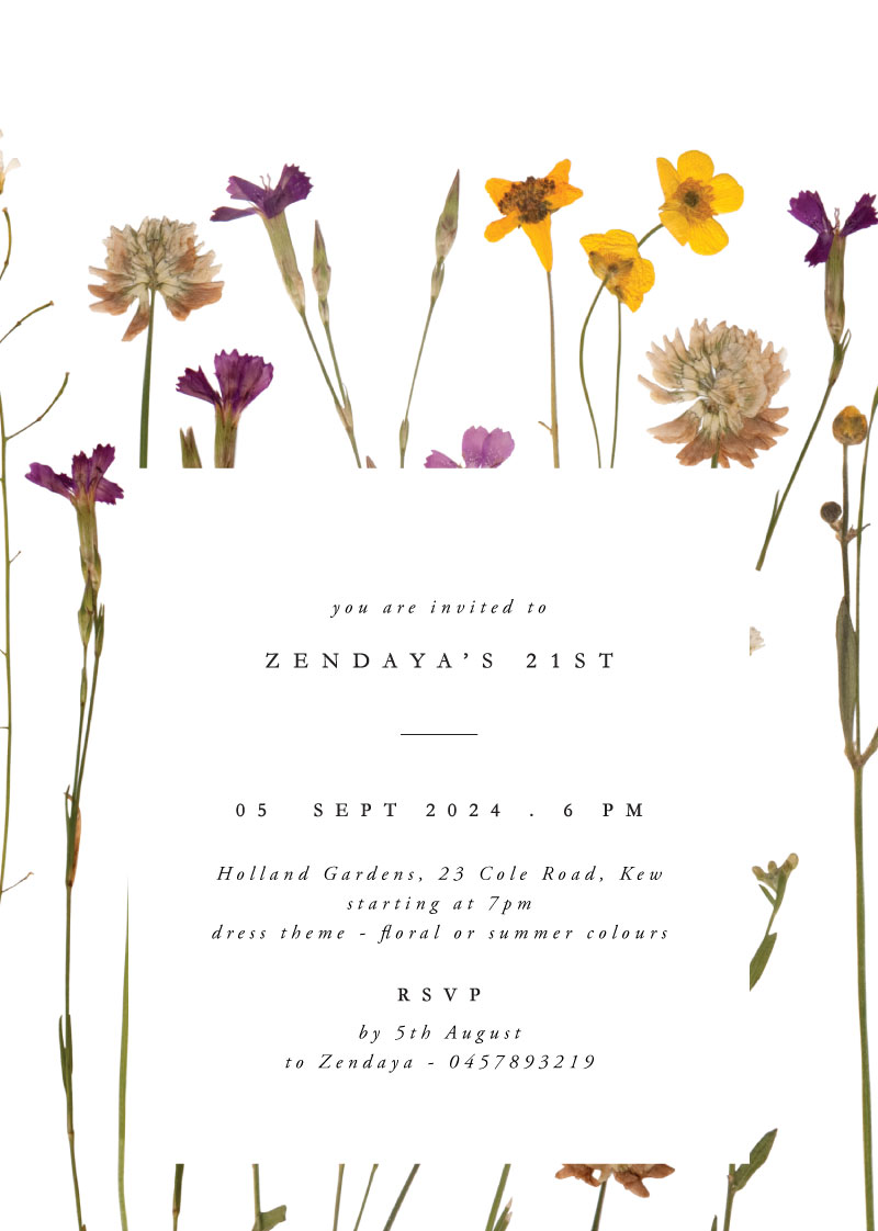 Flora Birthday Invitations - Digital Printing design preview