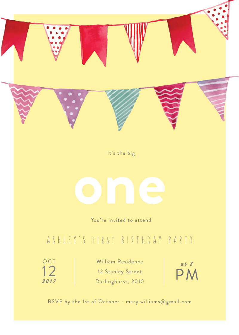 Bunting - Birthday Invitations