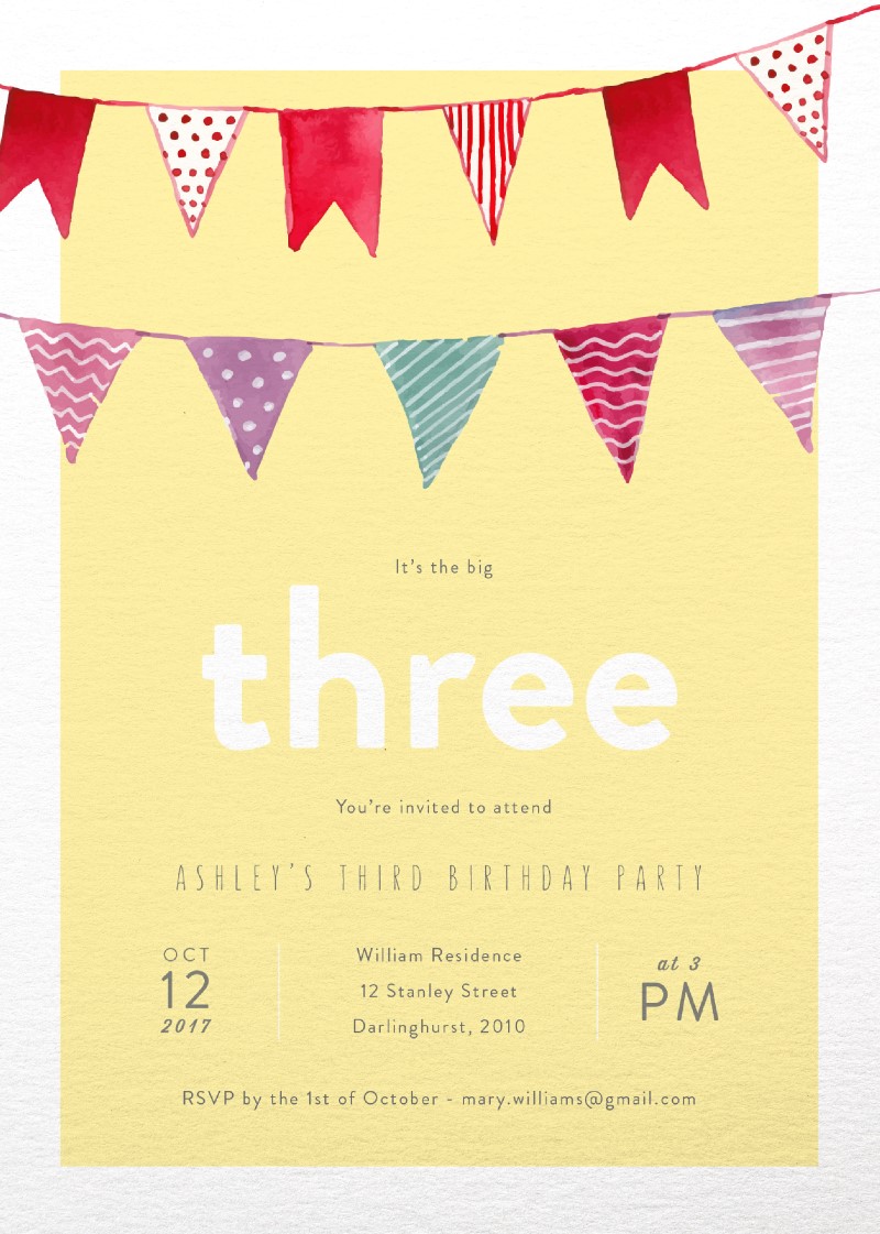 Bunting - Carnival Birthday Invitation