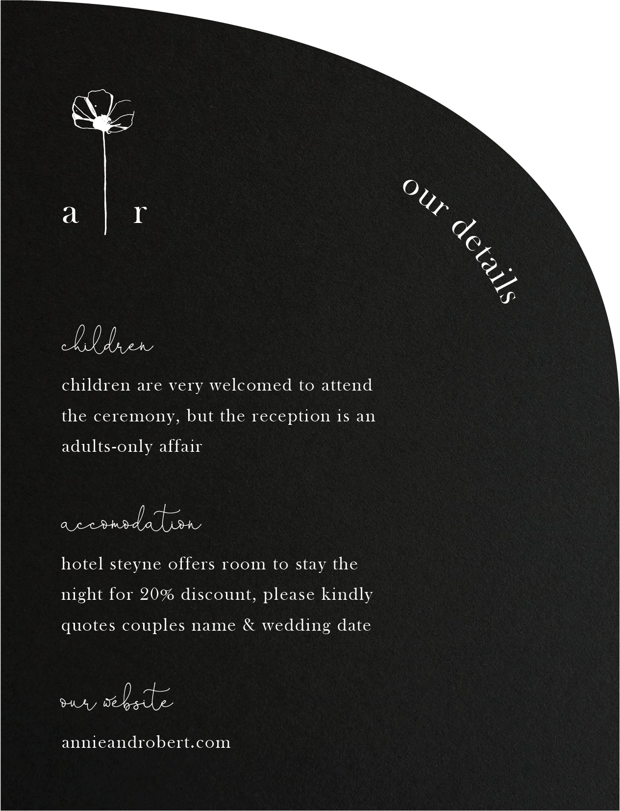Delicate Poppy Information Cards - White Ink design preview