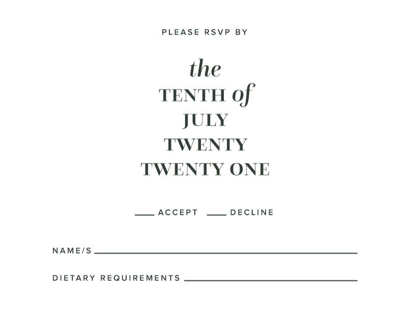 Jane RSVP Cards - Digital Printing design preview