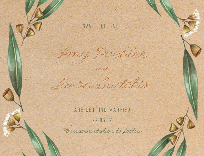 Under The Eucalyptus Save The Date - White Ink design preview