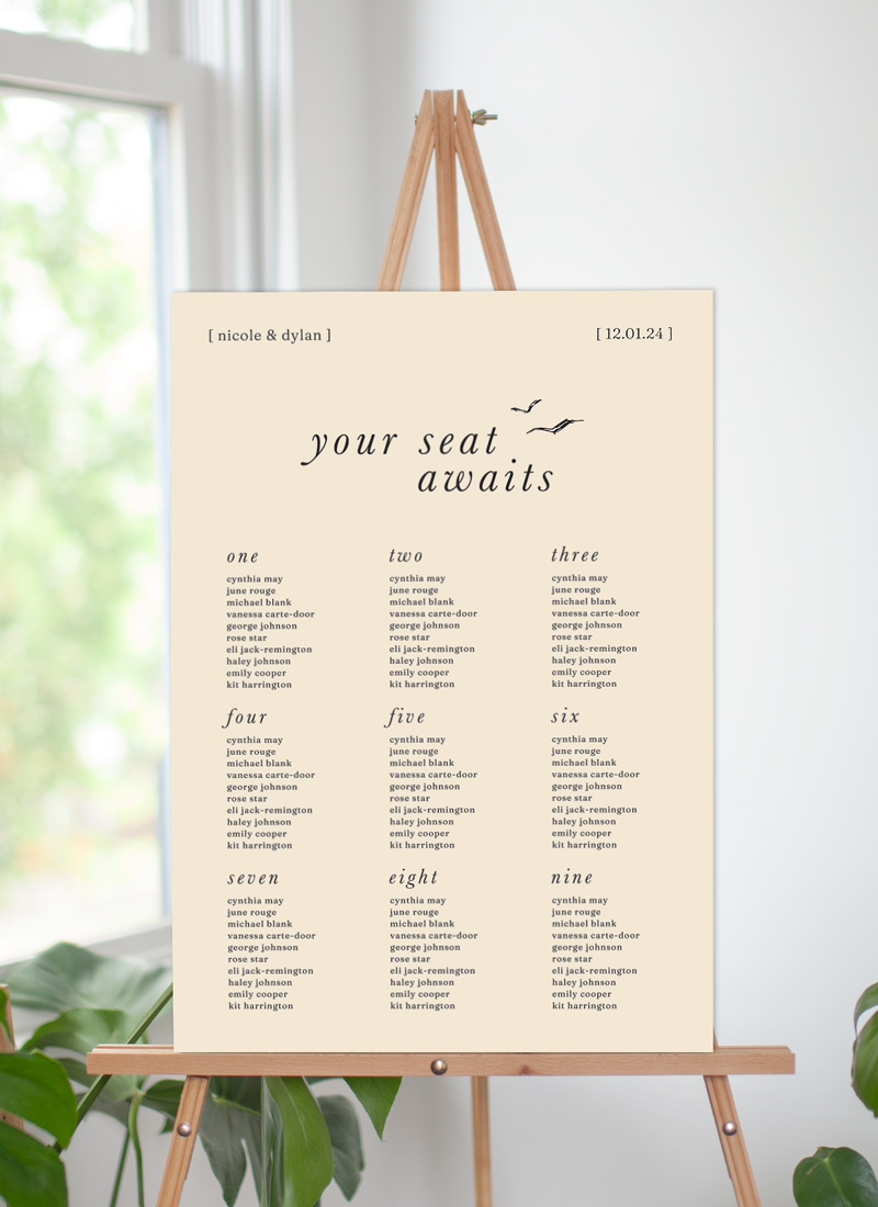 Ipanema Wedding Seating Chart - Digital Printing design preview