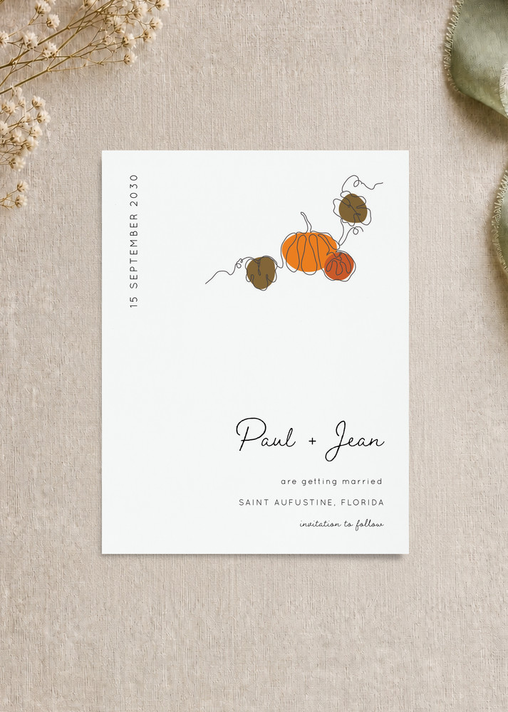Minimalist Pumpkin Save The Date - Digital Printing design preview