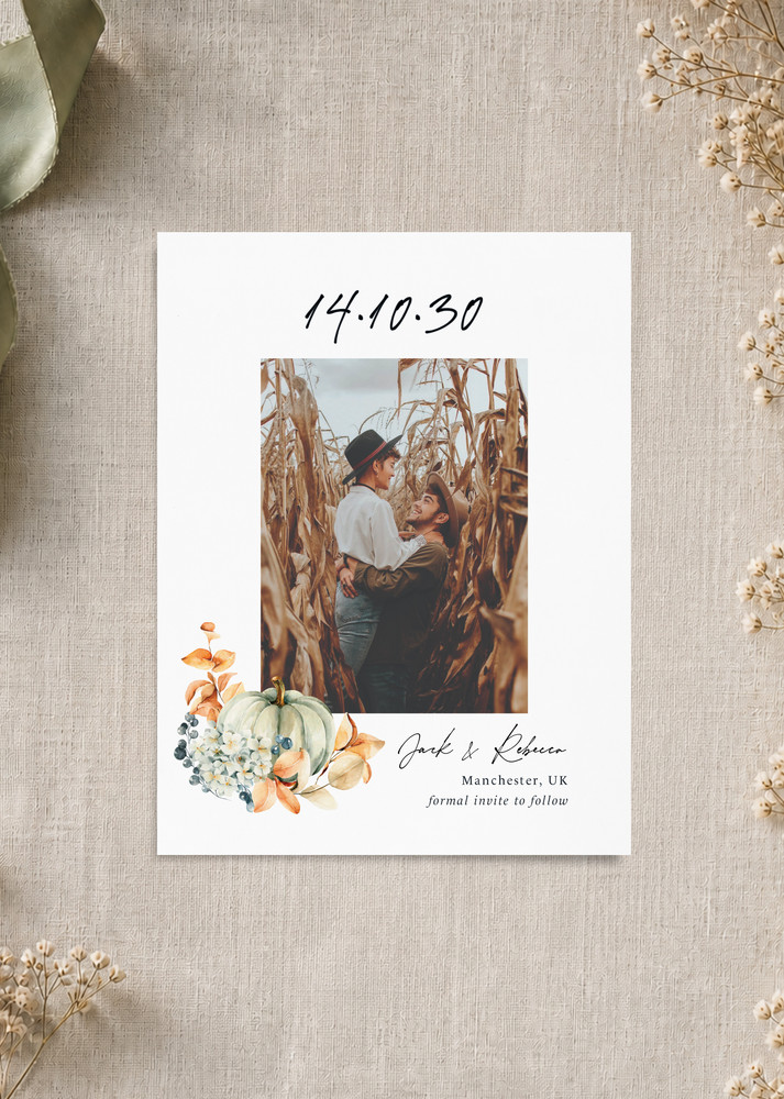 Blue Pumpkin Save The Date - Digital Printing design preview