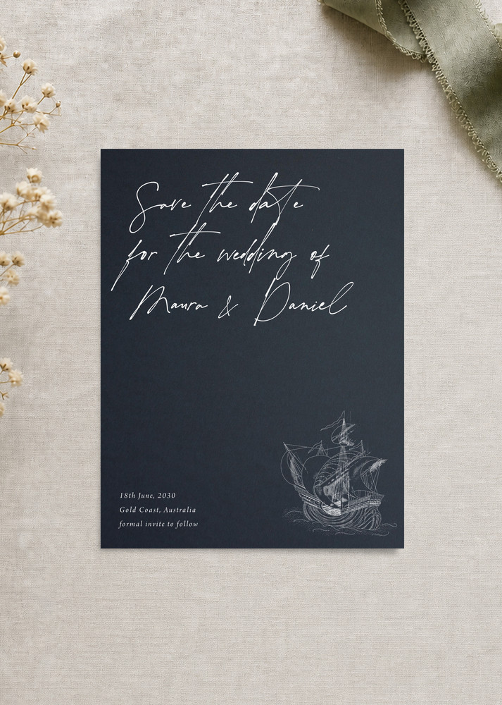 A Voyage Save The Date - White Ink design preview