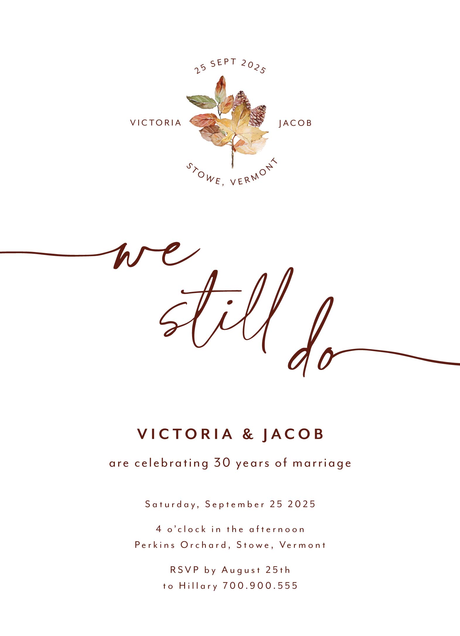 Autumn Tendril Wedding Anniversary Invitations - Digital Printing design preview