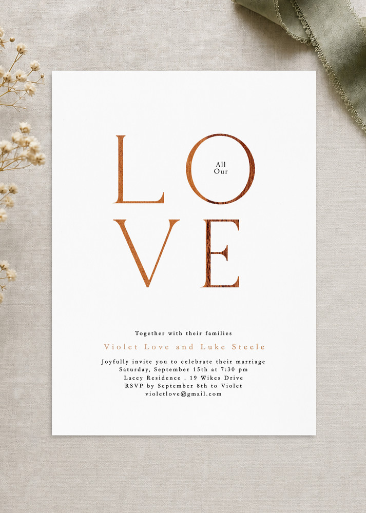 Love Notes Wedding Invitations - Flat Foil design preview