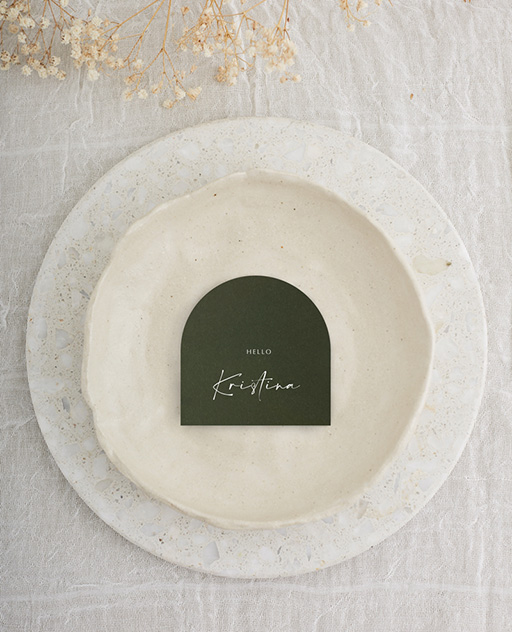 Sage wedding place card design from Paperlust.