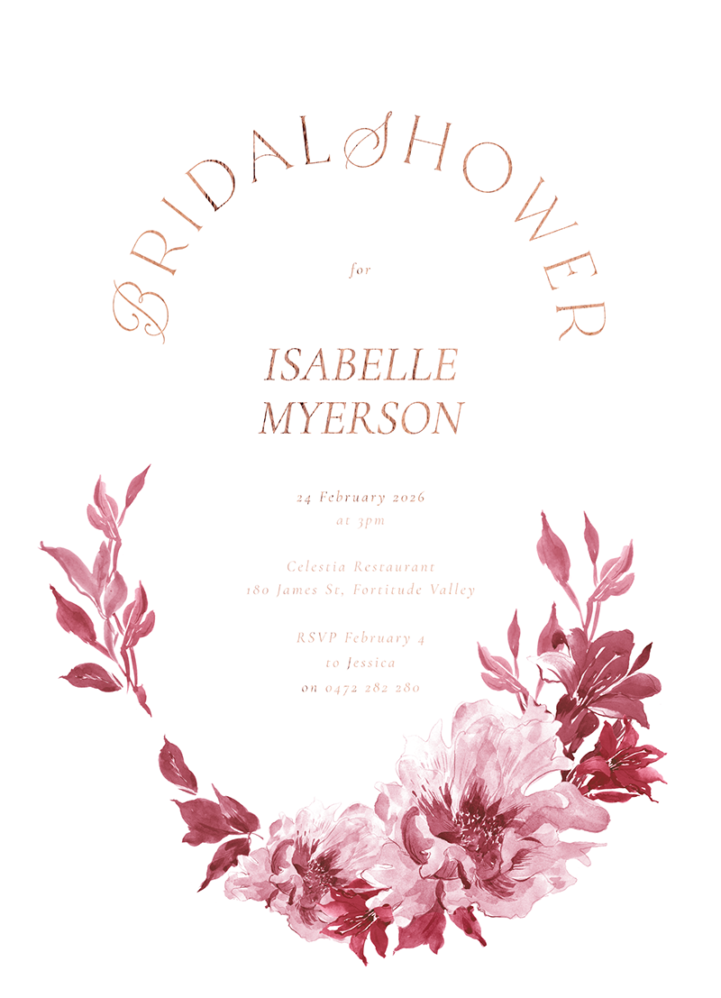 Puspa Bridal Shower Invitations - Flat Foil design preview