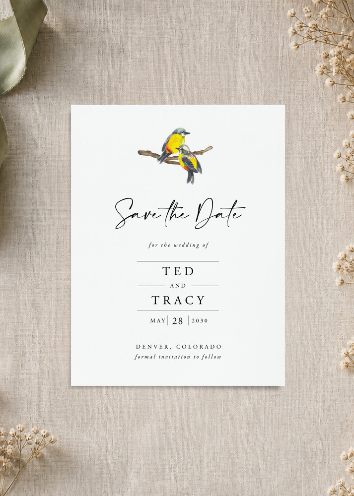 Yellow Birds Save The Date - Digital Printing design preview