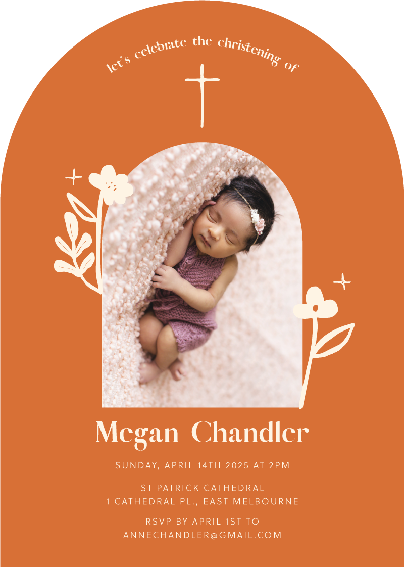 Magical Flower Christening Invitations - Digital Printing design preview