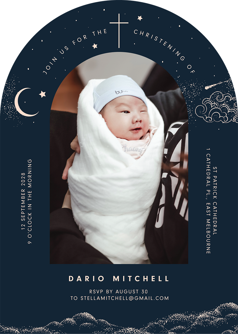 Night Dream - Christening Invitations