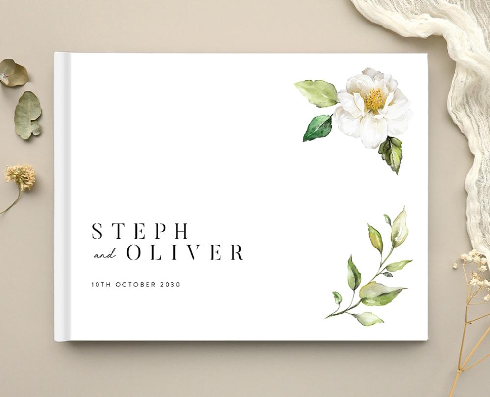 White Garden Wedding Guest Books - Digital Printing design preview