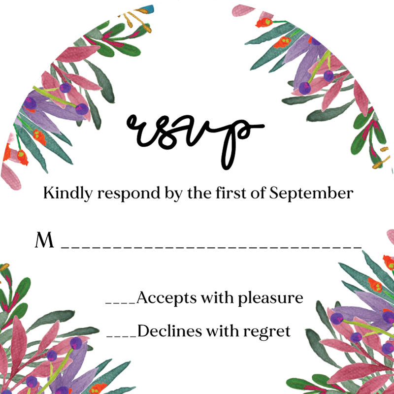 Botanical Flow RSVP Cards - Digital Printing design preview