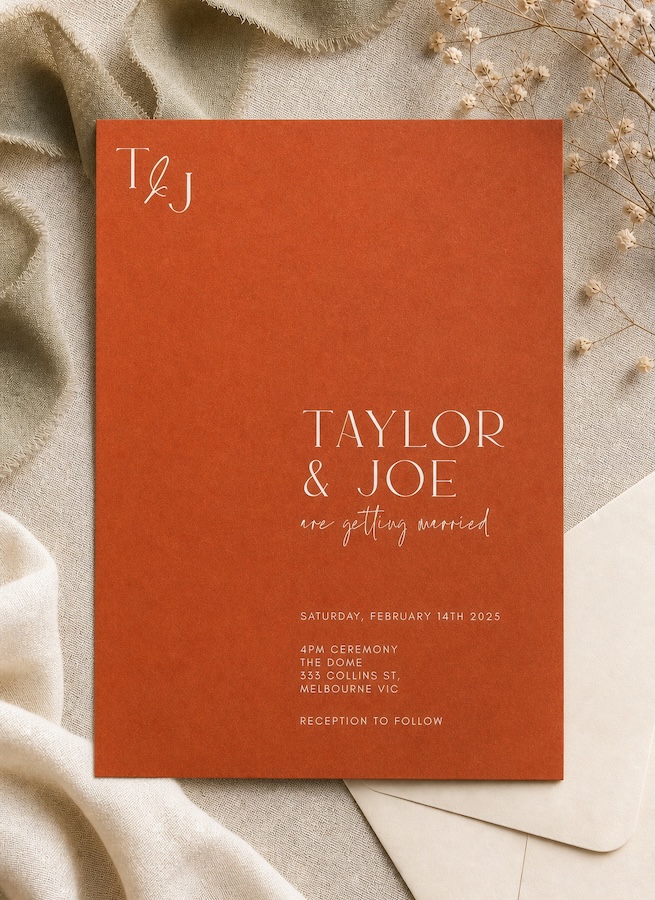 Jingga Wedding Invitations - White Ink design preview