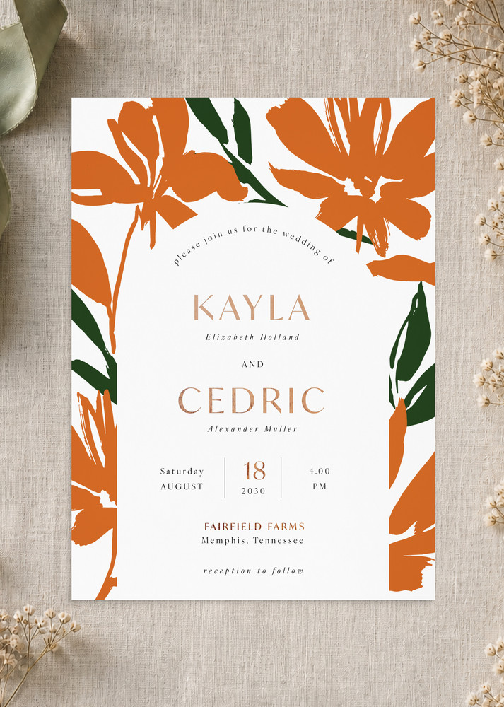 Calendula Wedding Invitations - Flat Foil design preview