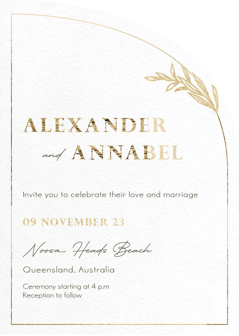 Shimmer Floss Wedding Invitations - Flat Foil design preview