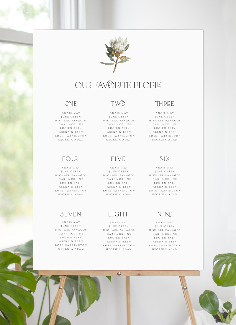 Protea - Wedding Seating Chart